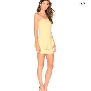 Strapless Cross Ruffle Dress in Custard